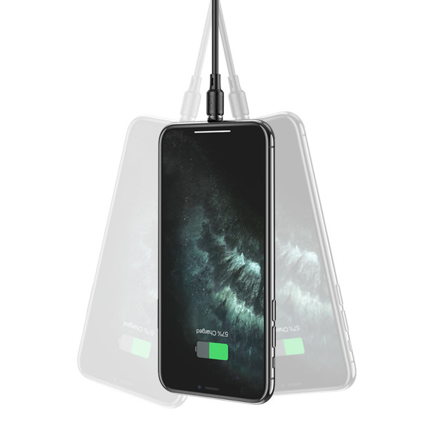 Кабель HOCO X52 USB to Ip 3A, 1m, PVC, PVC connectors, magnetic, Black
