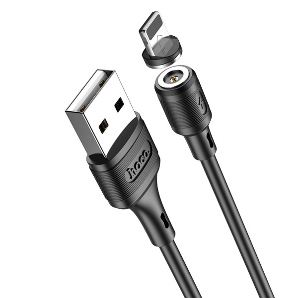 Кабель HOCO X52 USB to Ip 3A, 1m, PVC, PVC connectors, magnetic, Black