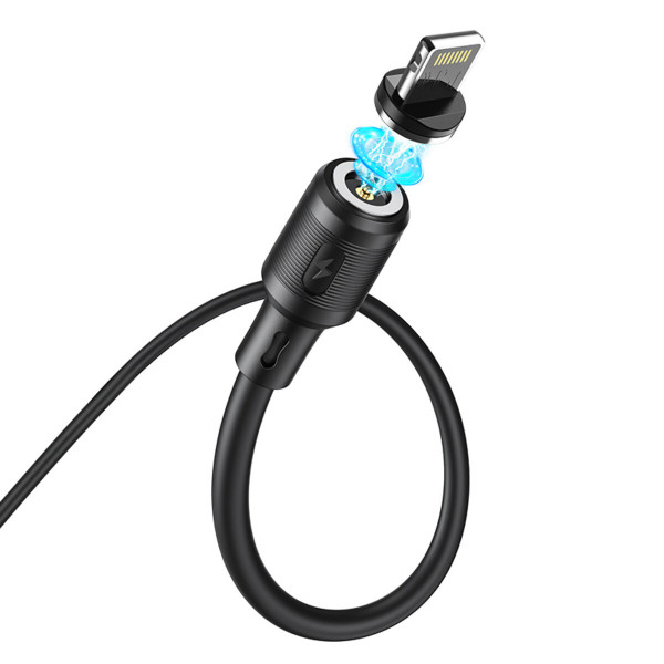 Кабель HOCO X52 USB to Ip 3A, 1m, PVC, PVC connectors, magnetic, Black