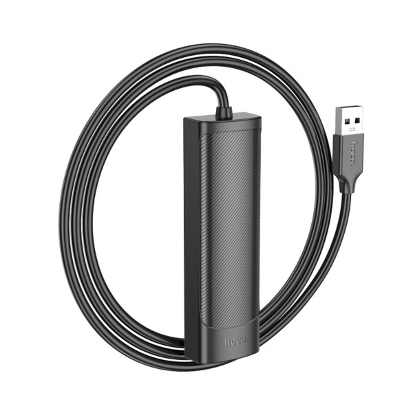 Кабель-перехiдник HOCO HB41 Easy safety 4-in-1 Adapter(USB to USB2.0*4)(L=1.2M) Black