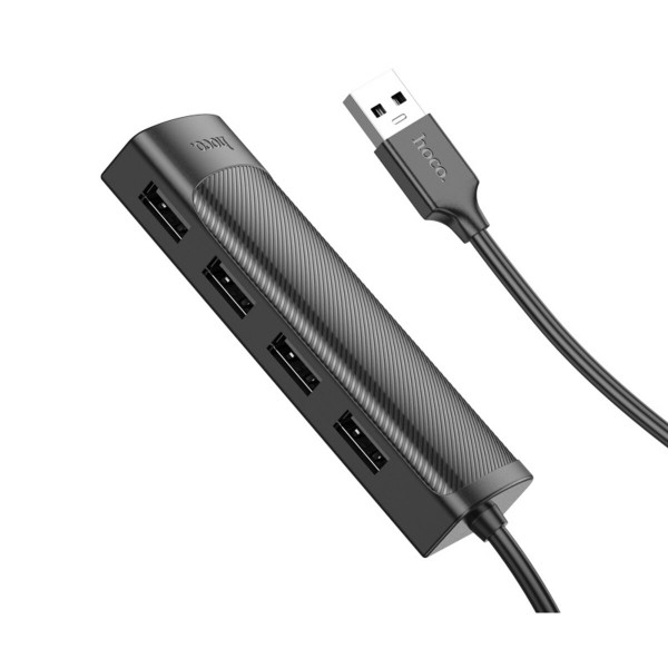 Кабель-перехiдник HOCO HB41 Easy safety 4-in-1 Adapter(USB to USB2.0*4)(L=1.2M) Black