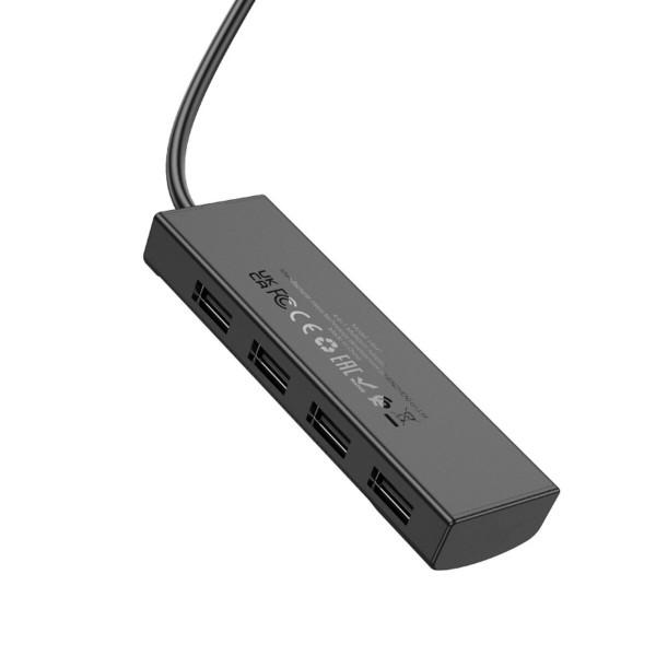 Кабель-перехiдник HOCO HB41 Easy safety 4-in-1 Adapter(USB to USB2.0*4)(L=1.2M) Black