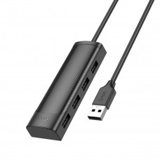Кабель-перехiдник HOCO HB41 Easy safety 4-in-1 Adapter(USB to USB2.0*4)(L=1.2M) Чорний