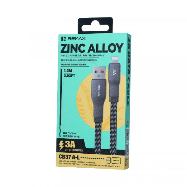 Кабель REMAX Pisces Series Zinc Alloy Braided Data Cable CB37 1.2M (A-L)-3A (6954851262404)