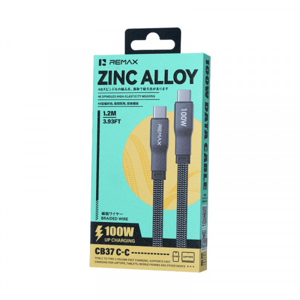 Кабель REMAX Pisces Series Zinc Alloy Braided Data Cable CB37 1.2M (C-C) 100W (6954851262411)