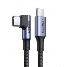 Кабель UGREEN US334 USB-C 2.0 to Angled USB-C M/M Cable Aluminium Shell with Braided 1m (Black)(UGR-70643) (UGR-70643)
