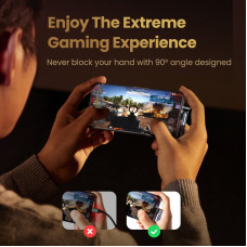 Кабель UGREEN US334 USB-C 2.0 to Angled USB-C M/M Cable Aluminium Shell with Braided 1m (Black)(UGR-70643) (UGR-70643)