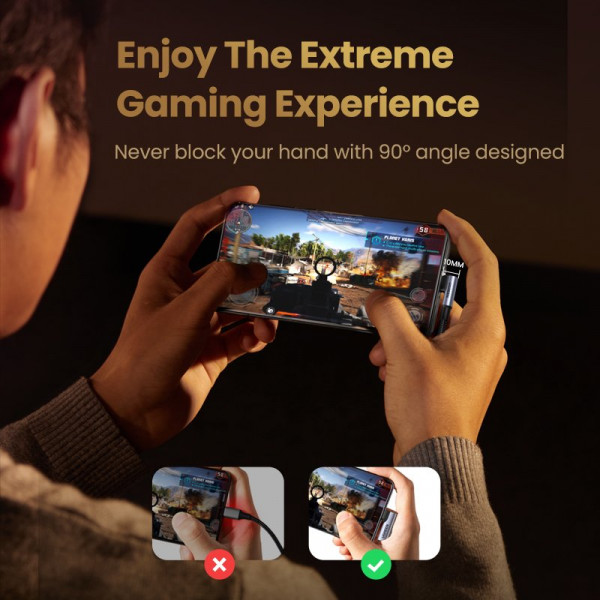 Кабель UGREEN US334 USB-C 2.0 to Angled USB-C M/M Cable Aluminium Shell with Braided 1m (Black)(UGR-70643) (UGR-70643)