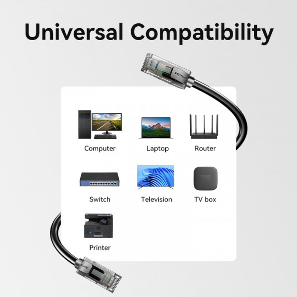 Кабель Vention Cat5e UTP Ethernet Patch Cable 1M Чорний