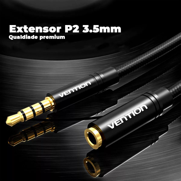 Кабель Vention Cotton Braided 3.5mm Audio Extension Cable 1.5M Чорний Metal Type