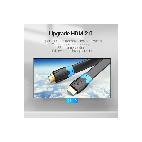 Кабель Vention Flat HDMI Cable 1.5M Black