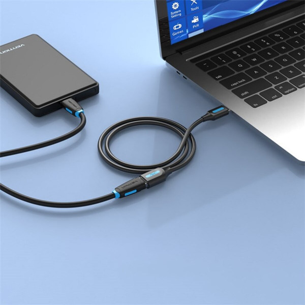 Кабель Vention USB 2.0 A Male to A Female Extension Cable 1M чорний PVC Type (CBIBF)