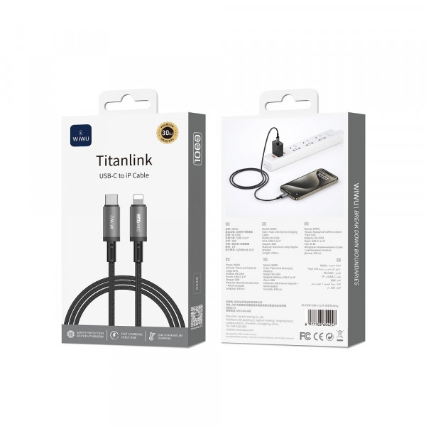 Кабель WIWU 30W Titanlink Series Charging Cable 1M Wi-C056 C-L (6977703654257)