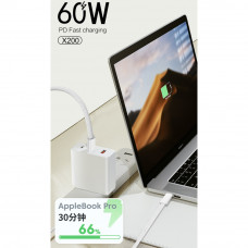 Кабель WUW-X200 Type-C to Type-C PD 60W білий