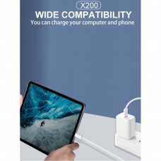 Кабель WUW-X200 Type-C to Type-C PD 60W білий