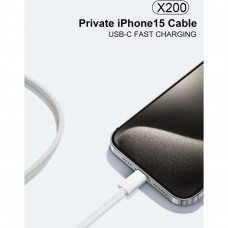 Кабель WUW-X200 Type-C to Type-C PD 60W білий