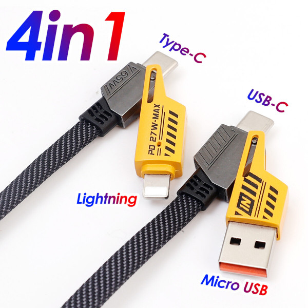 Кабель WUW-X207 USB 3 in 1 65W чорний