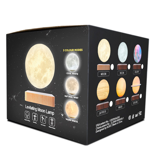 Магнітна левітаційна лампа HCNT Levitating Lamp Moon Light Wood Grain