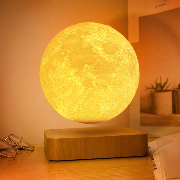 Магнітна левітаційна лампа HCNT Levitating Lamp Moon Light Wood Grain