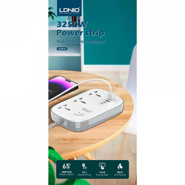 Мережевий фільтр Profit SC3416 PD QC3.0, 65W 2Type-C+2USB, кабель 2 м. (Білий) (200093161)