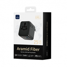 Мережевий фільтр WIWU 25W Warrior GaN Universal Adapter 2C1A Wi-UA011 Black (6977703656626)