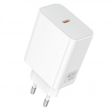 Мережевий зарядний пристрій BOROFONE BA109A Star single port PD40W charger (EU) White (6941991126888)