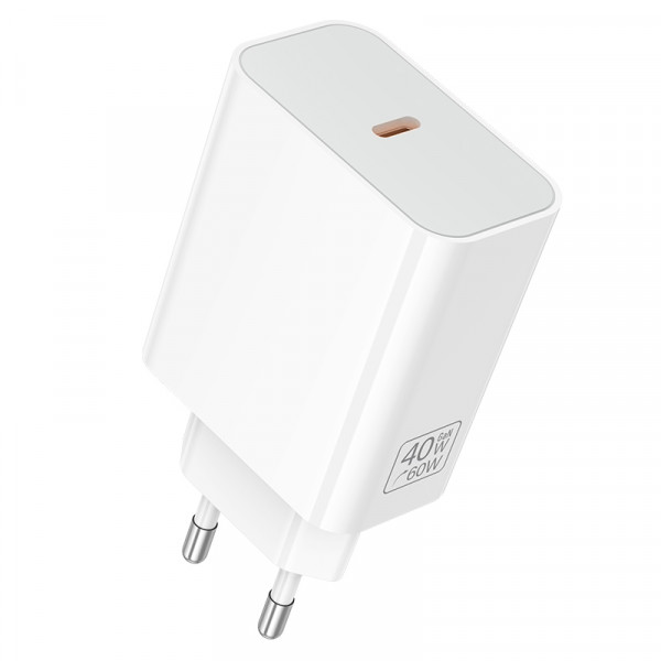 Мережевий зарядний пристрій BOROFONE BA109A Star single port PD40W charger (EU) White (6941991126888)