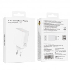 Мережевий зарядний пристрій BOROFONE BA109A Star single port PD40W charger (EU) White (6941991126888)
