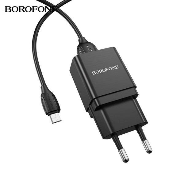 Мережевий зарядний пристрій BOROFONE BA19A Nimble single port (Micro) 5W Black