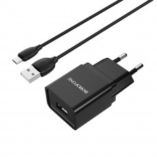 Мережевий зарядний пристрій BOROFONE BA19A Nimble single port (Micro) 5W Чорний