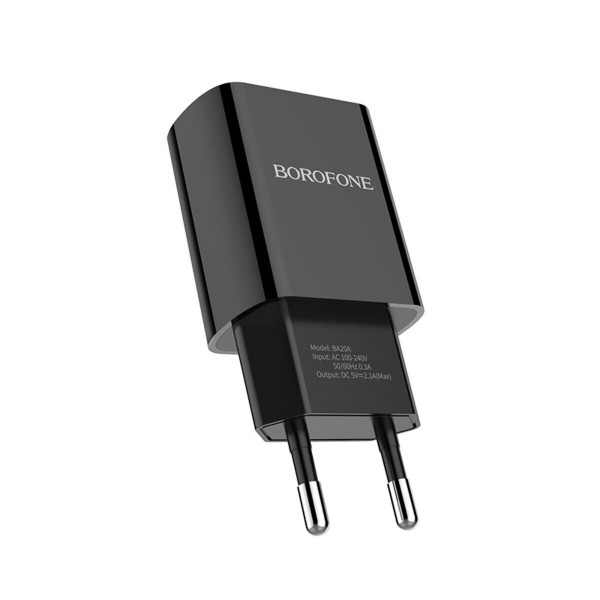 Мережевий зарядний пристрій BOROFONE BA20A Sharp single port charger 10.5W Чорний