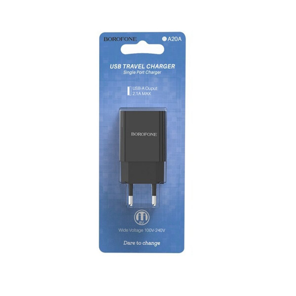 Мережевий зарядний пристрій BOROFONE BA20A Sharp single port charger 10.5W Чорний