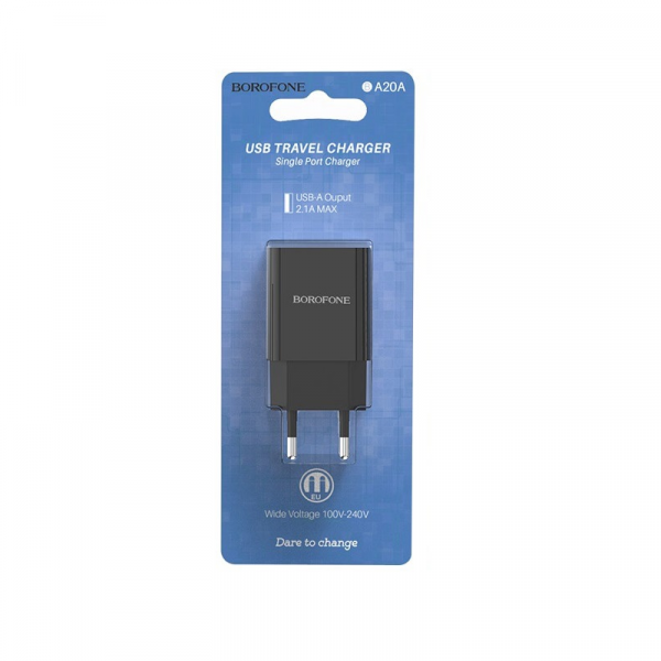 Мережевий зарядний пристрій BOROFONE BA20A Sharp single port charger 10.5W Чорний