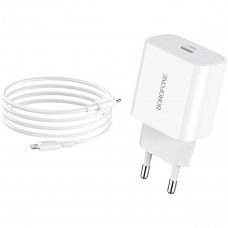 Мережевий зарядний пристрій BOROFONE BA38A Plus Speedy PD20W charger set (Type-C to Lightning) Білий