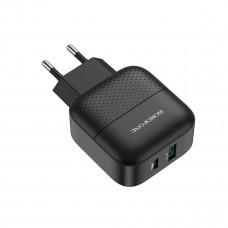 Мережевий зарядний пристрій BOROFONE BA46A Premium PD + QC3.0 (Type-C to Lightning) 18W Чорний