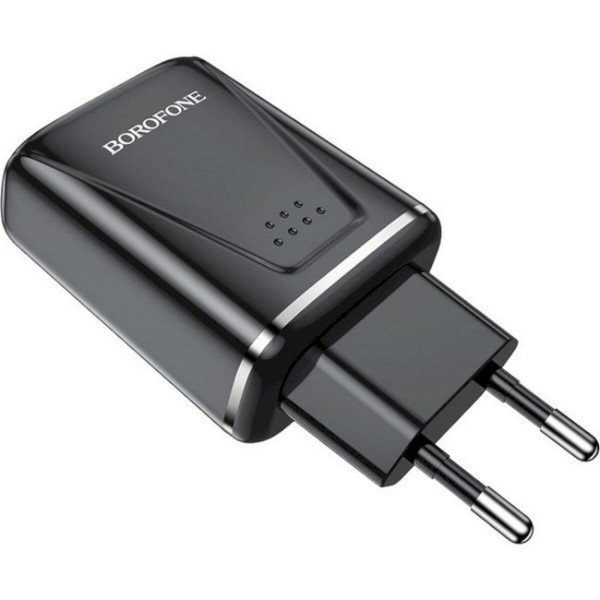 Мережевий зарядний пристрій BOROFONE BA54A Wide road dual port QC3.0 charger 18W Black