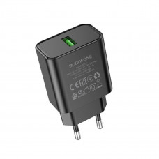 Мережевий зарядний пристрій BOROFONE BA72A Spring single port QC3.0 charger Чорний