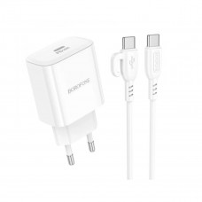 Мережевий зарядний пристрій BOROFONE BA81A single port PD20W charger set (Type-C to Type-C) (EU) White