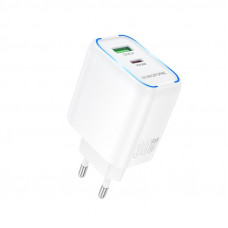 Мережевий зарядний пристрій BOROFONE BA89A Destello PD30W+QC3.0 charger (EU) White