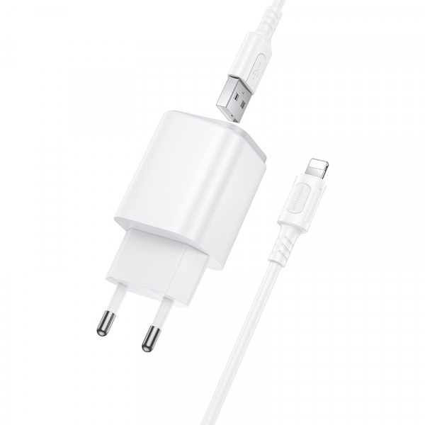 Мережевий зарядний пристрій BOROFONE BAS81A Star dual-port charger set (iP) (EU) White (6941991126659)