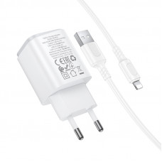 Мережевий зарядний пристрій BOROFONE BAS81A Star dual-port charger set (iP) (EU) White (6941991126659)