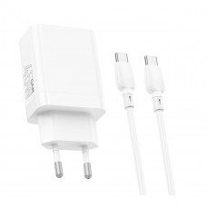 Мережевий зарядний пристрій BOROFONE BN16 Tough PD45W dual port(1C1A) charger set(Type-C to Type-C)(EU) Білий