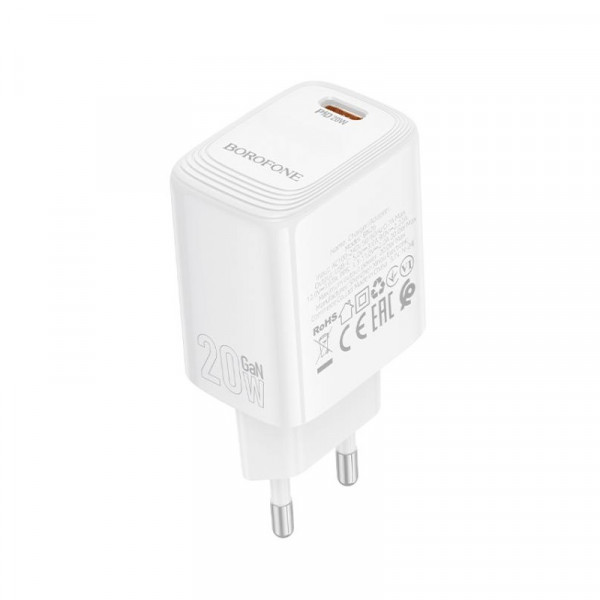 Мережевий зарядний пристрій BOROFONE BN26 Fuente single-port PD20W charger (EU) White