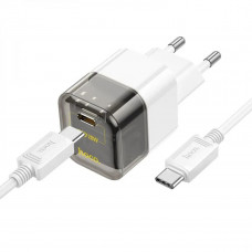 Мережевий зарядний пристрій HOCO C125A Transparent tribute single-port PD20W charger set(Type-C to Type-C) Transparent Чорний