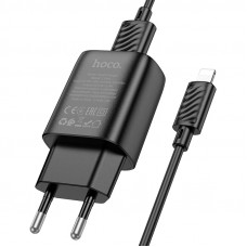 Мережевий зарядний пристрій HOCO C134A Solid single-port charger set (iP) (EU) Black