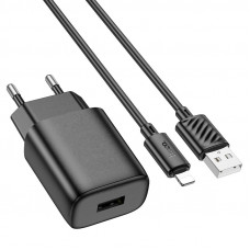Мережевий зарядний пристрій HOCO C134A Solid single-port charger set (iP) (EU) Black