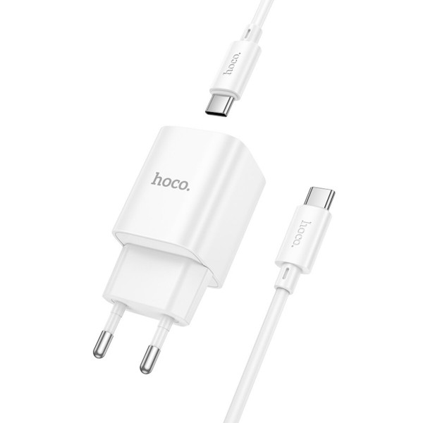 Мережевий зарядний пристрій HOCO C149A Charm PD30W+QC3.0 charger set (C to C)(EU) White