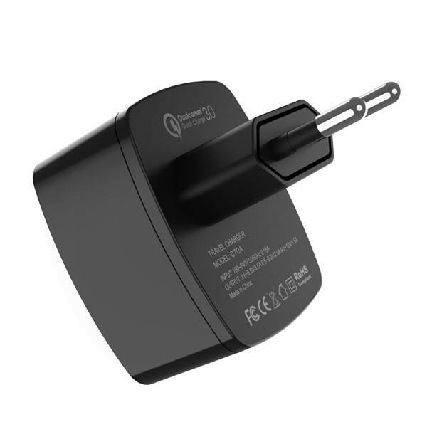 Мережевий зарядний пристрій HOCO C70A Cutting-edge single port QC3.0 charger 18W Black