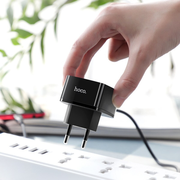 Мережевий зарядний пристрій HOCO C70A Cutting-edge single port QC3.0 charger set(Type-C) 18W Black