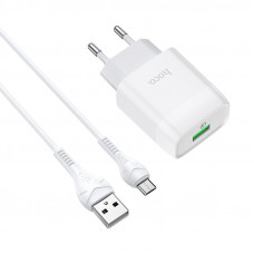 Мережевий зарядний пристрій HOCO C72Q Glorious single port QC3.0 charger set(Micro) 18W Білий